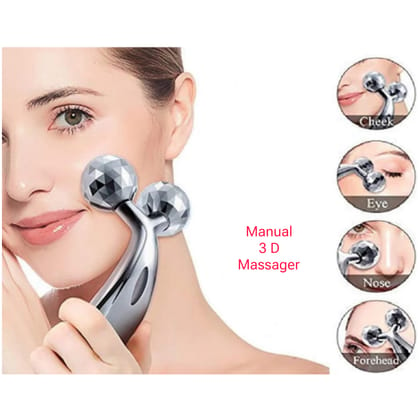 Manual Roller 3D for Body Massager Roller 360 Rotate Silver Thin Face Full Body Shape Lifting Wrinkle Remover Facial Massage Relaxation Tool 2 Wheel Shaping Skin (Set of 1)