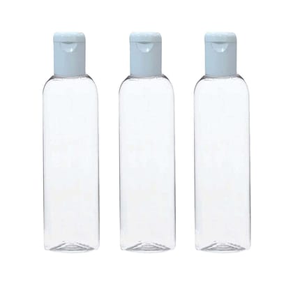 100ml Empty Plastic Flip Top Bottles With Black Caps For Travelling, Lotion, Shampoo, Oil, Costemic Containers Use (Pack of 3)