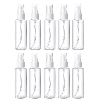 HARRODS Spray Bottles 30ml Clear Empty Fine Mist Plastic Mini Travel Bottle Set, Small Refillable Liquid Containers (30ml Pack of 10)