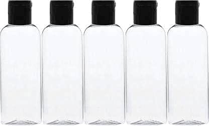 HARRODS 100ml Pack Of 5 Travel Bottles for Toiletries - Refillable, Leak-Proof Clear Plastic Containers with Flip Cap, Ideal for Shampoos, Lotions, Creams - Small Travel Size, Empty Bottles