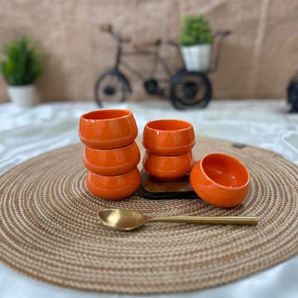 Ceramic Dining Glossy Orange Ceramic 50ml Dip Bowls Set of 6 || Ketchup Bowls || Chutney Bowls