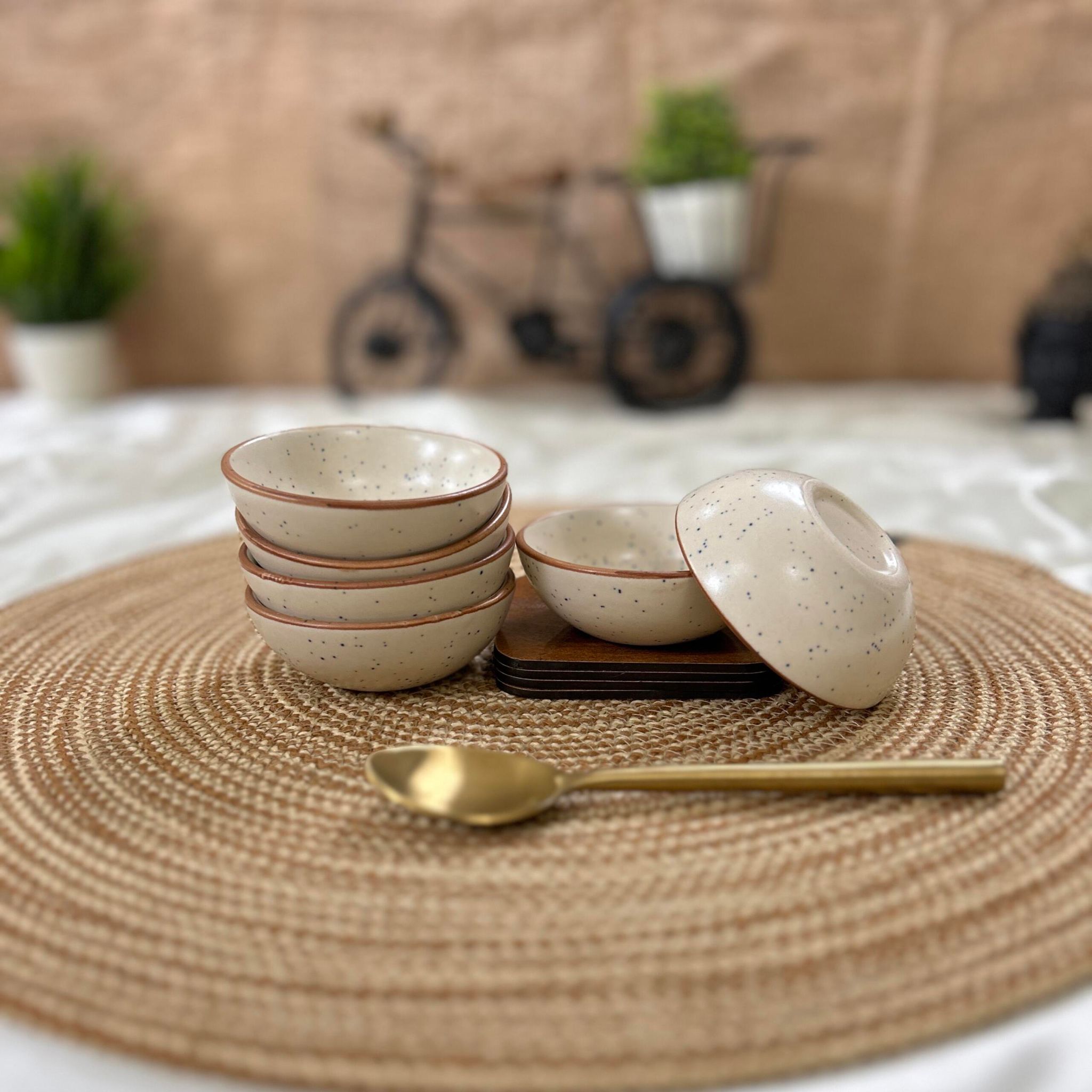 Ceramic Dining Matte White Marble BrownCeramic 50ml Dip Bowls Set of 6