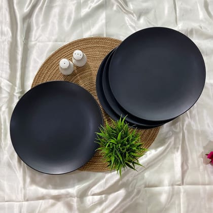 Ceramic Dining Chic Matte Black Ceramic 10.2Inchs Dinner Plates Set of 4