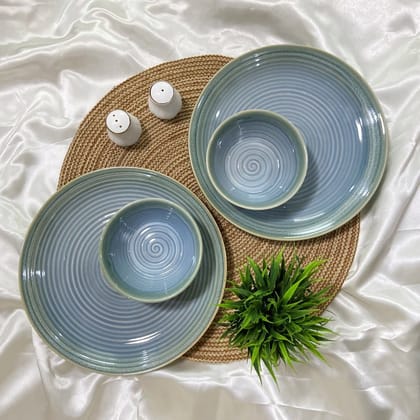 Ceramic Dining Sea Green Ceramic Dinner Plates &amp; Dinner Bowls Dinner Set of 4
