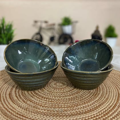 Ceramic Dining Emerald Green Designer Ceramic Dinner Bowls Set of 4