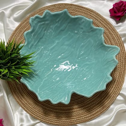 Ceramic Dining Studio Collection Uneven Aqua Blue Handmade 11 Inches Designer Serving Bowl || Serving Platter