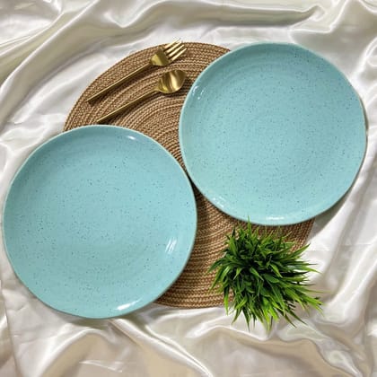Ceramic Dining Studio Collection Aqua Blue Sprinkle Ceramic 10 Inches Dinner Plate Set of 2