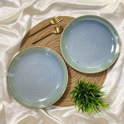 Ceramic Dining Studio Collection Sea Green Hand-Glazed Ceramic Dinner Plates Set of 2