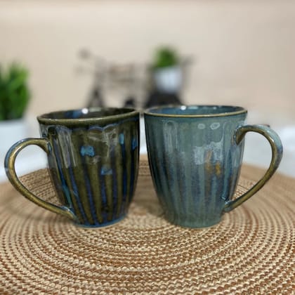 Ceramic Dining Studio Collection Emerald Green Hand-Glazed Coffee Mugs Set of 2