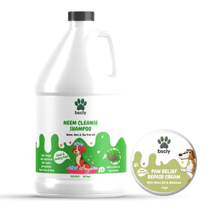 Bscly Dog Shampoo 1000Ml - Ticks & Fleas Prevention - Enriched with Chamomile, Aloe and Coconut Oil - Moisturizes & Heals Skin - Suitable for Pomeranians to Golden Retrievers