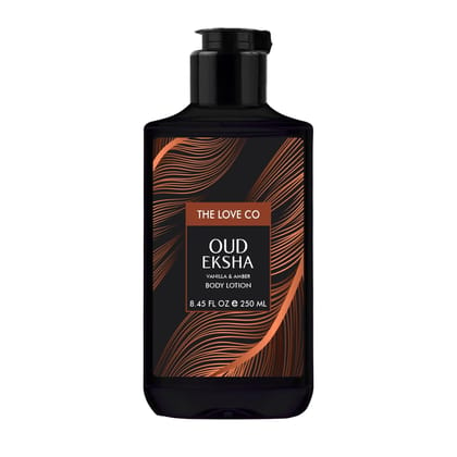 THE LOVE CO. Oud Eksha Body Lotion | Nourishing Moisturizer Cream for Dry Skin | Suitable for Men and Women with Jojoba Oil, Shea Butter & Vitamin E | 250ml