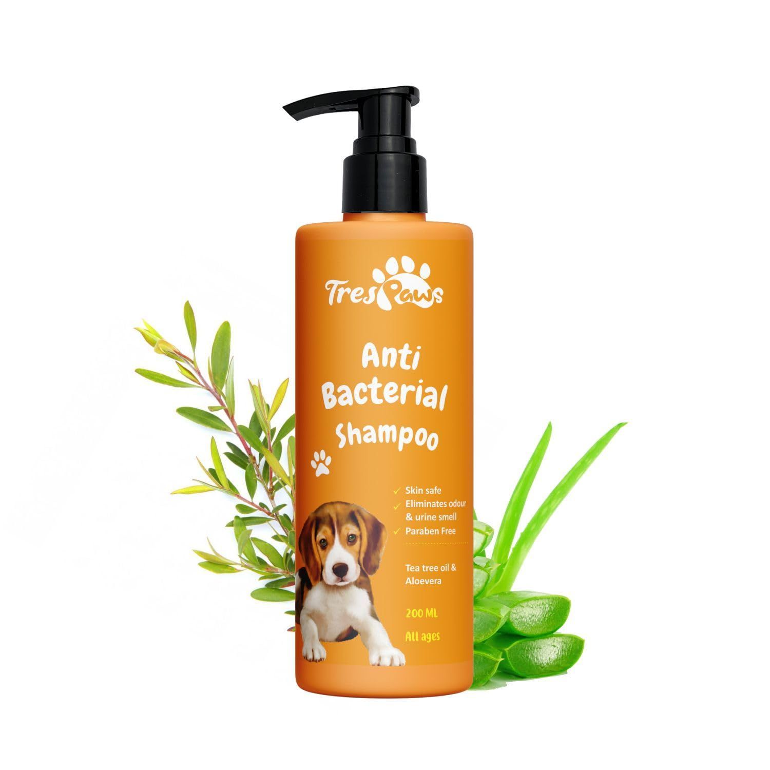 Trespaws Anti Bacterial Dog Shampoo | Dog Shampoo for Pomeranian, Shih tzu Puppy, German Shepherd, Labrador & Golden Retriever, Dogs Shampoo | 200ml