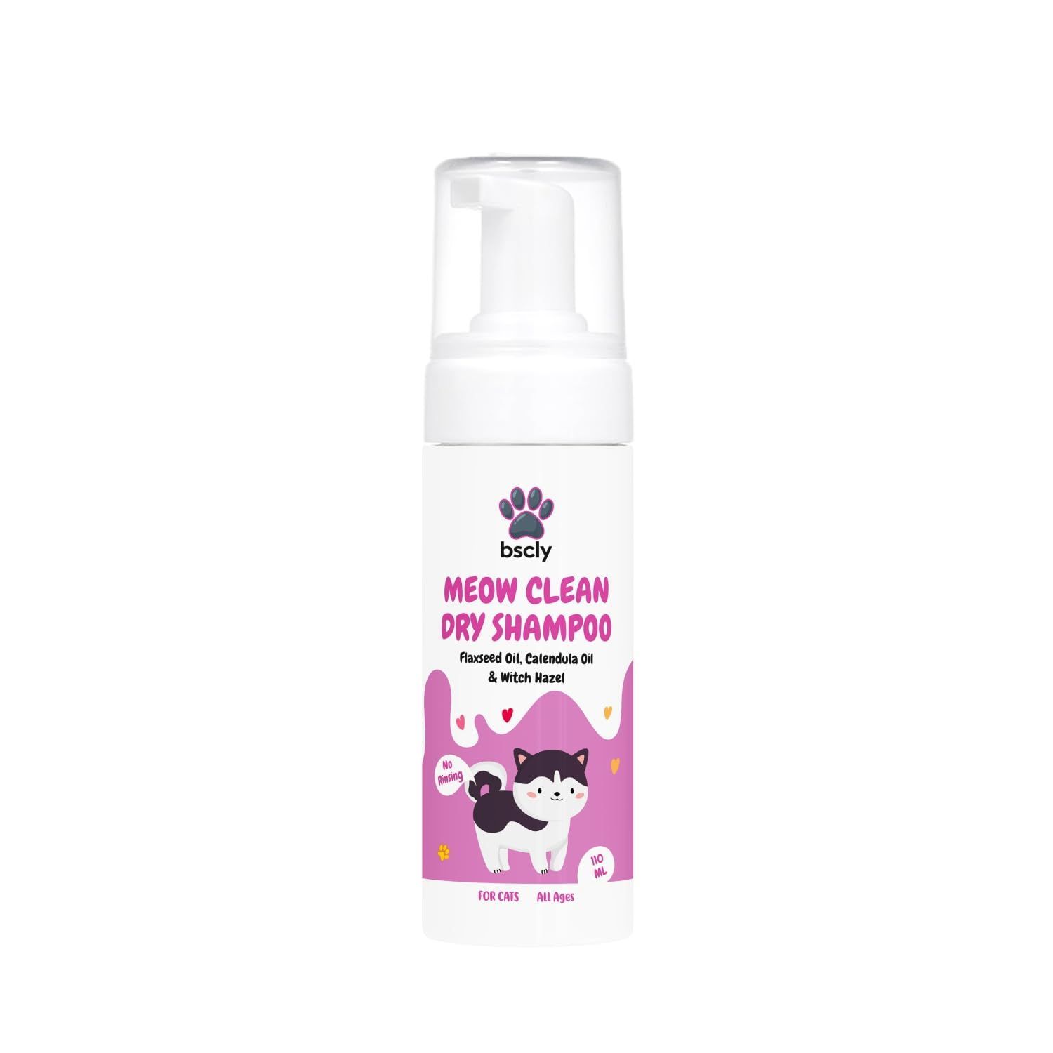 Bscly Meow Clean Dry Shampoo with Flaxseed Oil, Calendula Oil & Witch Hazel - 110ml