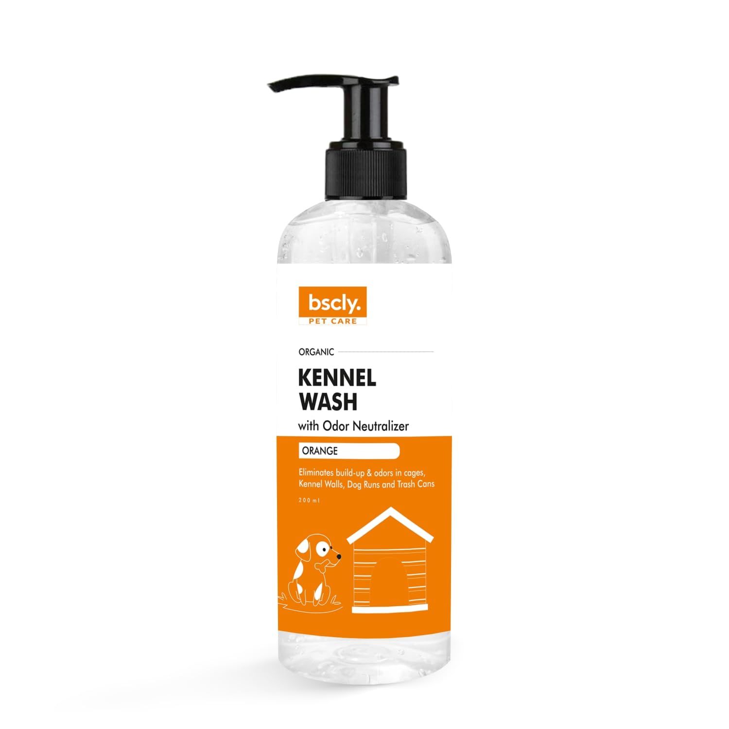 Bscly Kennel Wash with Orange Pet Area Cleaner 500ML | All-Natural, Eco-Friendly Kennel & Floor Cleaner | Safe for Pets & Children | Multi-Surface & Odor Eliminator