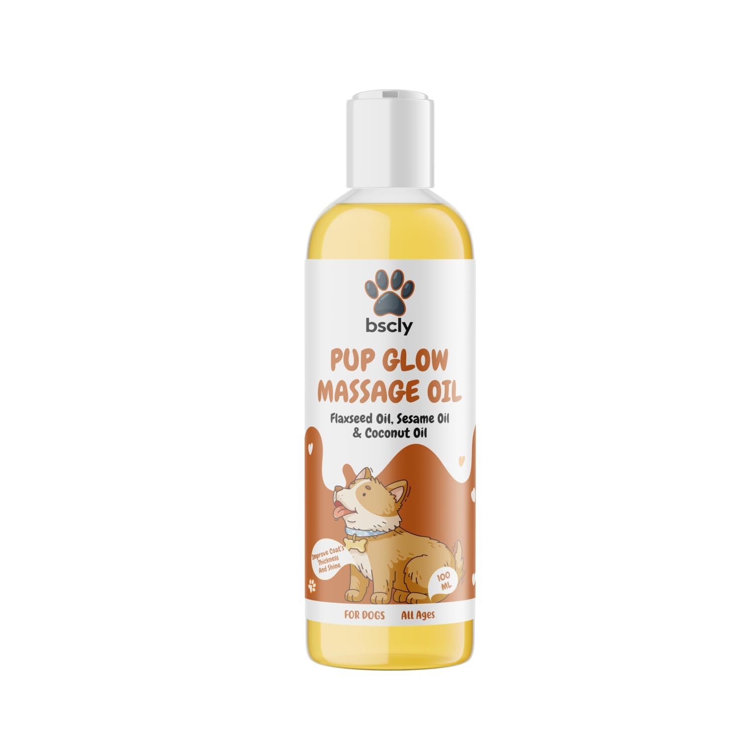 Bscly Pup Glow Massage Oil Flaxseed oil, Sesame Oil & Coconut Oil 100 ml