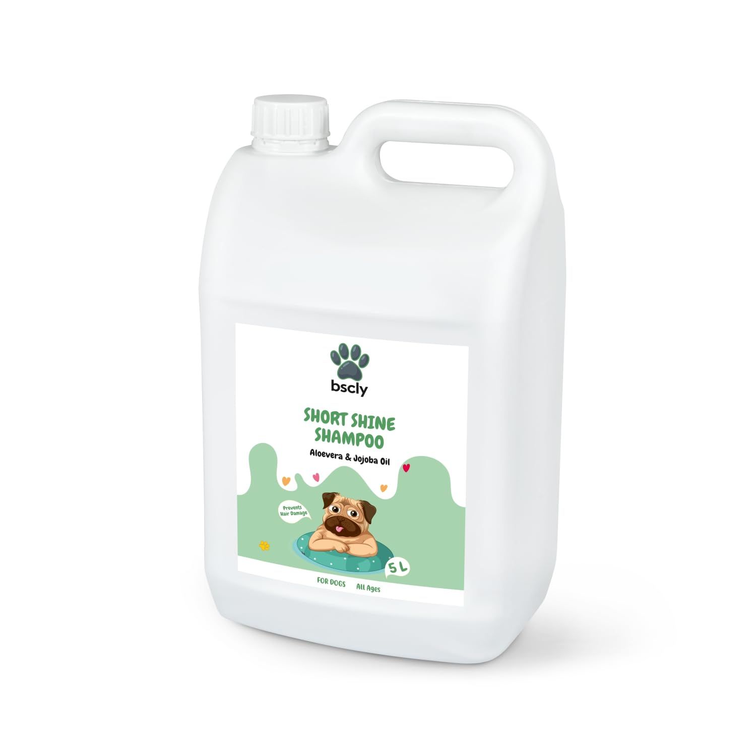 BSCLY Short Shine Dog Shampoo 5L | Enriched with Aloe and Jojoba Oil - Moisturizes & Heals Skin - Suitable for Pomeranians to Golden Retrievers