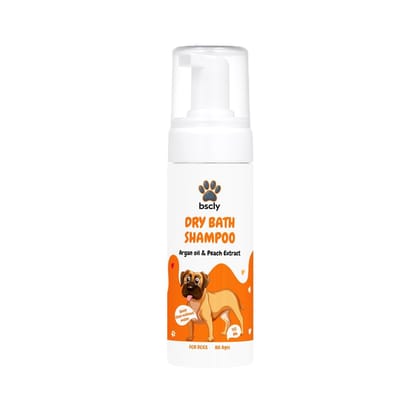 Bscly Dry Bath Foaming Shampoo with Peach | Dog Shampoo for Pomeranian, Shih tzu Puppy, German Shepherd, Labrador & Golden Retriever, Dogs Shampoo | 120ml