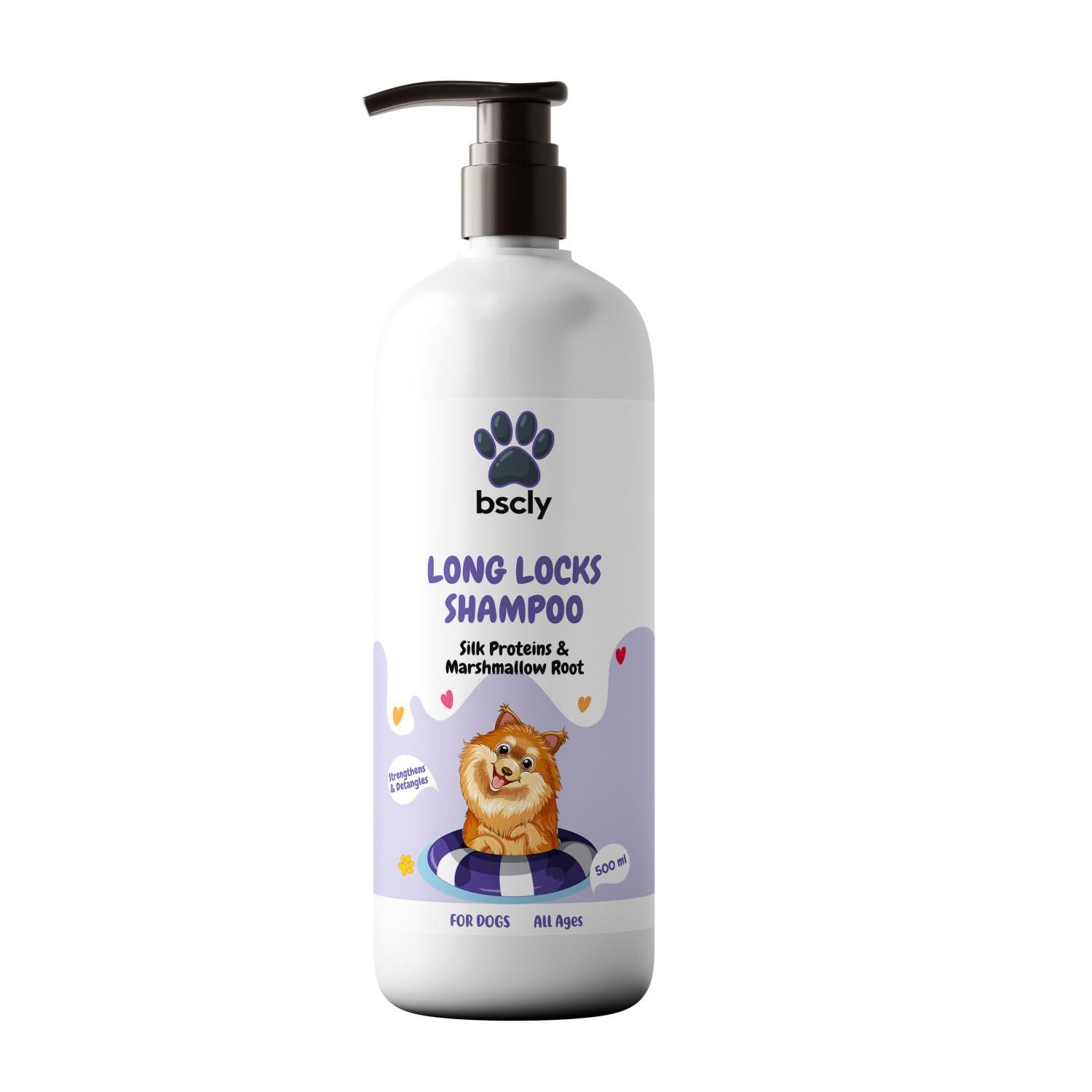 Bscly Long Locks Dog Shampoo with Green Tea & Aloevera | Dog Shampoo for Pomeranian, Shih tzu Puppy, German Shepherd, Labrador & Golden Retriever, Dogs Shampoo | 500ml