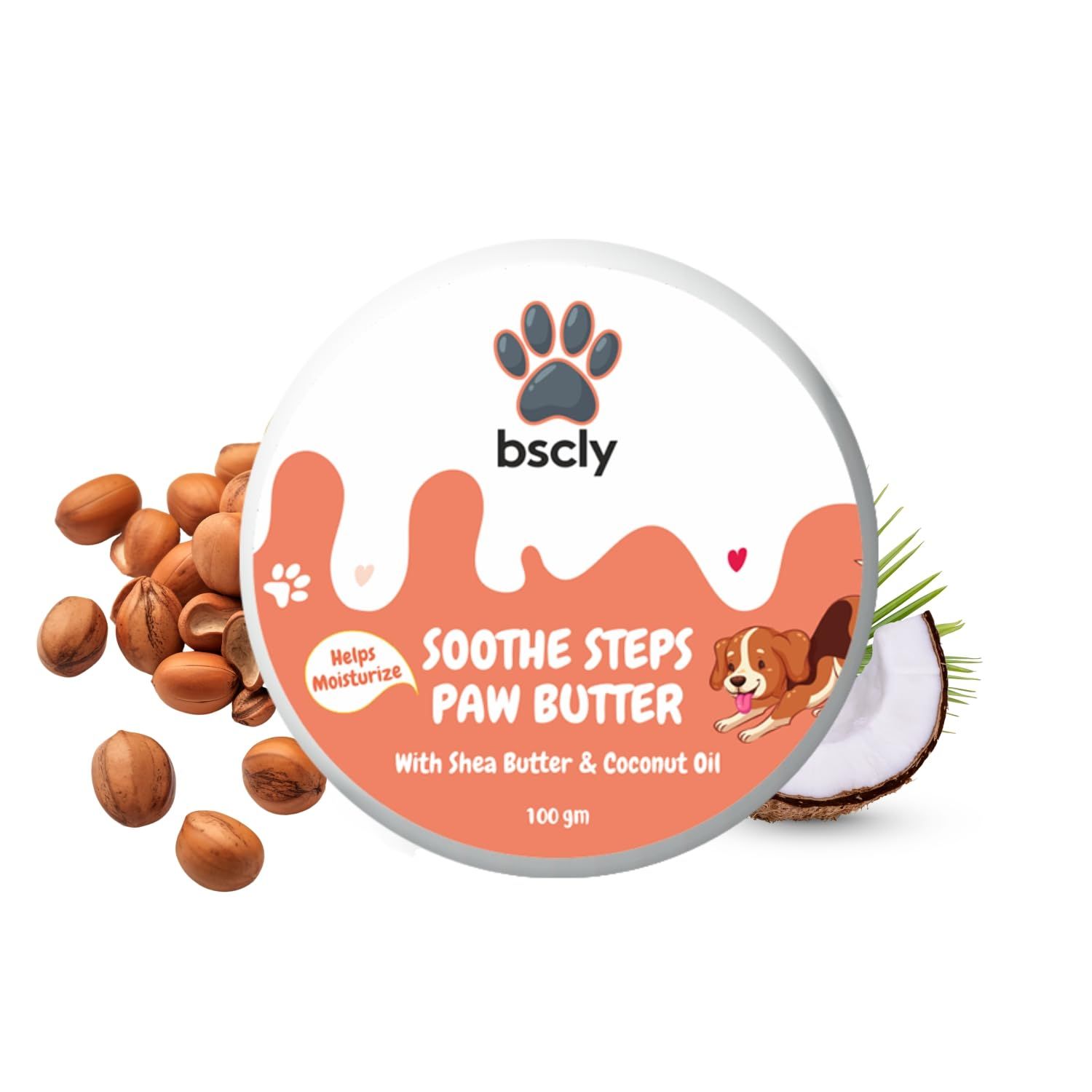 Bscly 2-in-1 Moisturizing Soothe Paw Butter & Elbow Protector 100g | for All Pet Care - Natural Cream, Wax, Balm for Healing Dry, Cracked, Chapped Paws & Elbows | Repairs & Heals