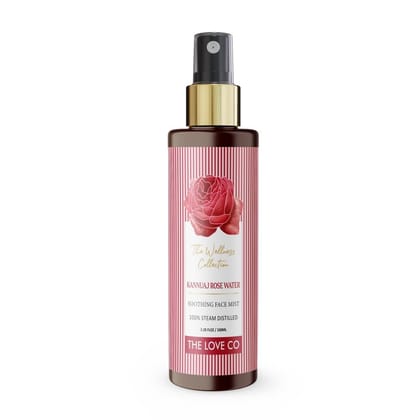 THE LOVE CO. Rose Water - 100% Pure and Natural, Steam Distilled for Skin, Face, and Hair - Authentic Kannauj Gulab Jal - Soothing Skin Toner Spray - Paraben, Alcohol, and Chemical-Free