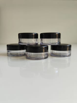 Empty Acrylic San Jar Transparent Cosmetic Leak-proof Container for Lip Balms, Creams, perfume gel, Makeup & DIY Cosmetics Beauty Products. Empty Plastic utility container with Black cap 8 gm (Pack of 5)