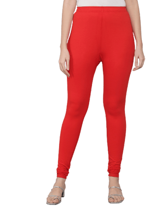 SOFT COLORS Women's Skinny Fit Ethnic Wear Churidar Leggings (Red)