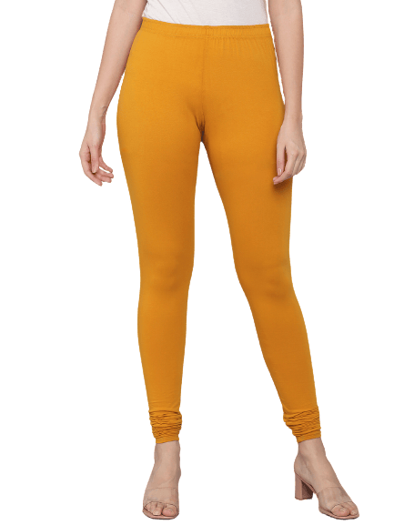 SOFT COLORS Women's Skinny Fit Ethnic Wear Churidar Leggings (Mustard)