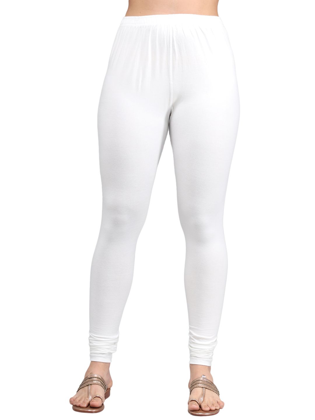 SOFT COLORS Women's Skinny Fit Ethnic Wear Churidar Leggings (Off White)