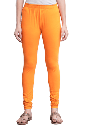 SOFT COLORS Women's Skinny Fit Ethnic Wear Churidar Leggings (Orange)