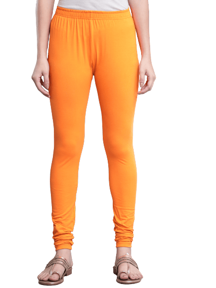 SOFT COLORS Women's Skinny Fit Ethnic Wear Churidar Leggings (Orange)