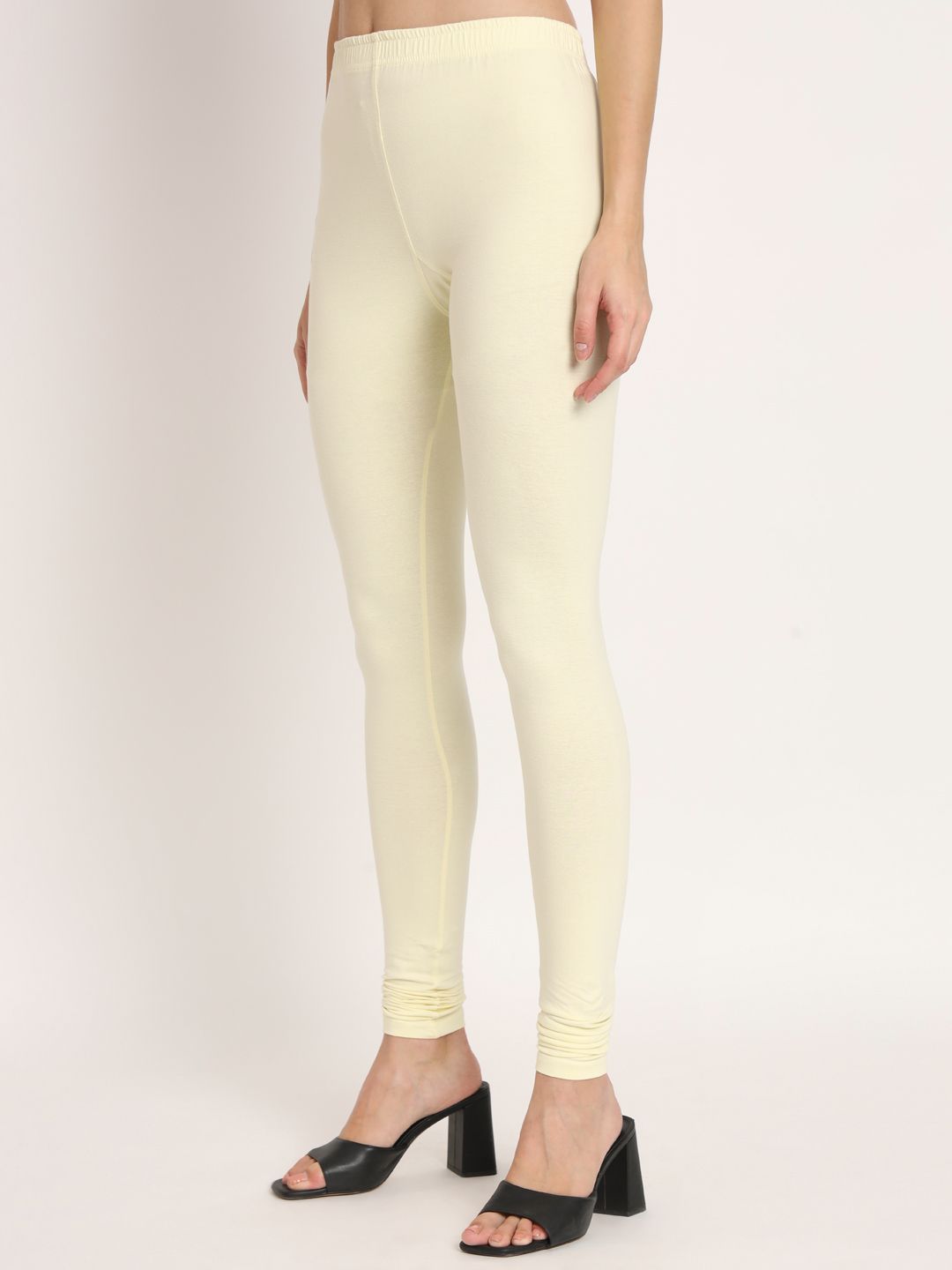 SOFT COLORS Women's Skinny Fit Ethnic Wear Churidar Leggings (Cream)