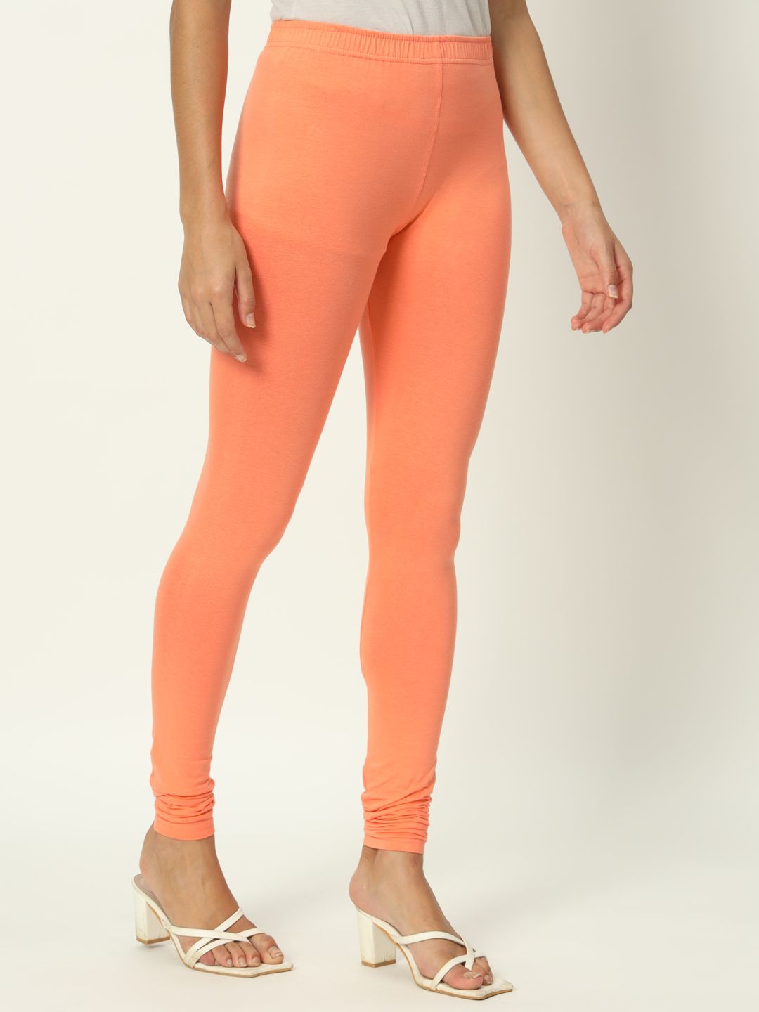 SOFT COLORS Women's Skinny Fit Ethnic Wear Churidar Leggings (Peach)