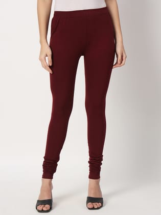 SOFT COLORS Women's Skinny Fit Ethnic Wear Churidar Leggings (Wine)