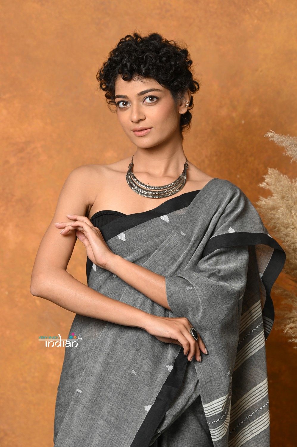 Pure Cotton Handloom Saree with Buttis & Sleek Border