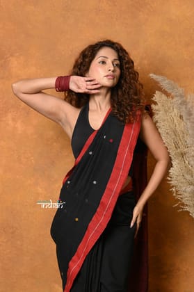 Pure Cotton Handloom Saree with Buttis & Sleek Border