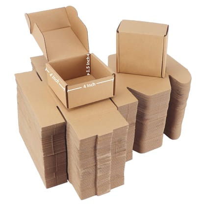 Prockage 4x4x1.5 inches Mailer Corrugated Shipping Boxes, Small Mailing Boxes for Small Business, Gift Packing, Ecommerce Packing, Moving and Storage (4x4x1.5 Mailer Box - Pack of 20)