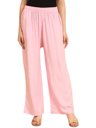 Soft Colors Regular Fit Pocket Palazzo (Baby Pink)