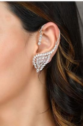 Silver Plated Full Earcuff Kaan AD CZ stone Earrings | earring | earrings | earrings long | earrings set | earrings design | earrings for women stylish | earrings for womens | earrings for women |