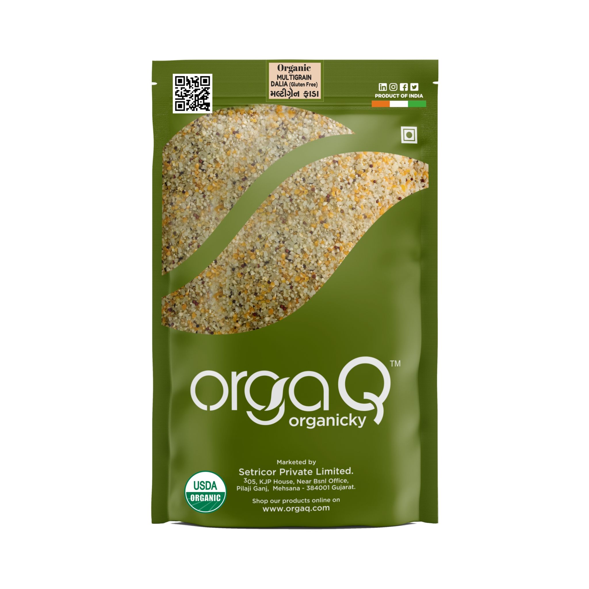 OrgaQ Organicky Organic Multi Grain Daliya (Gluten Free) High In Fiber And Protein