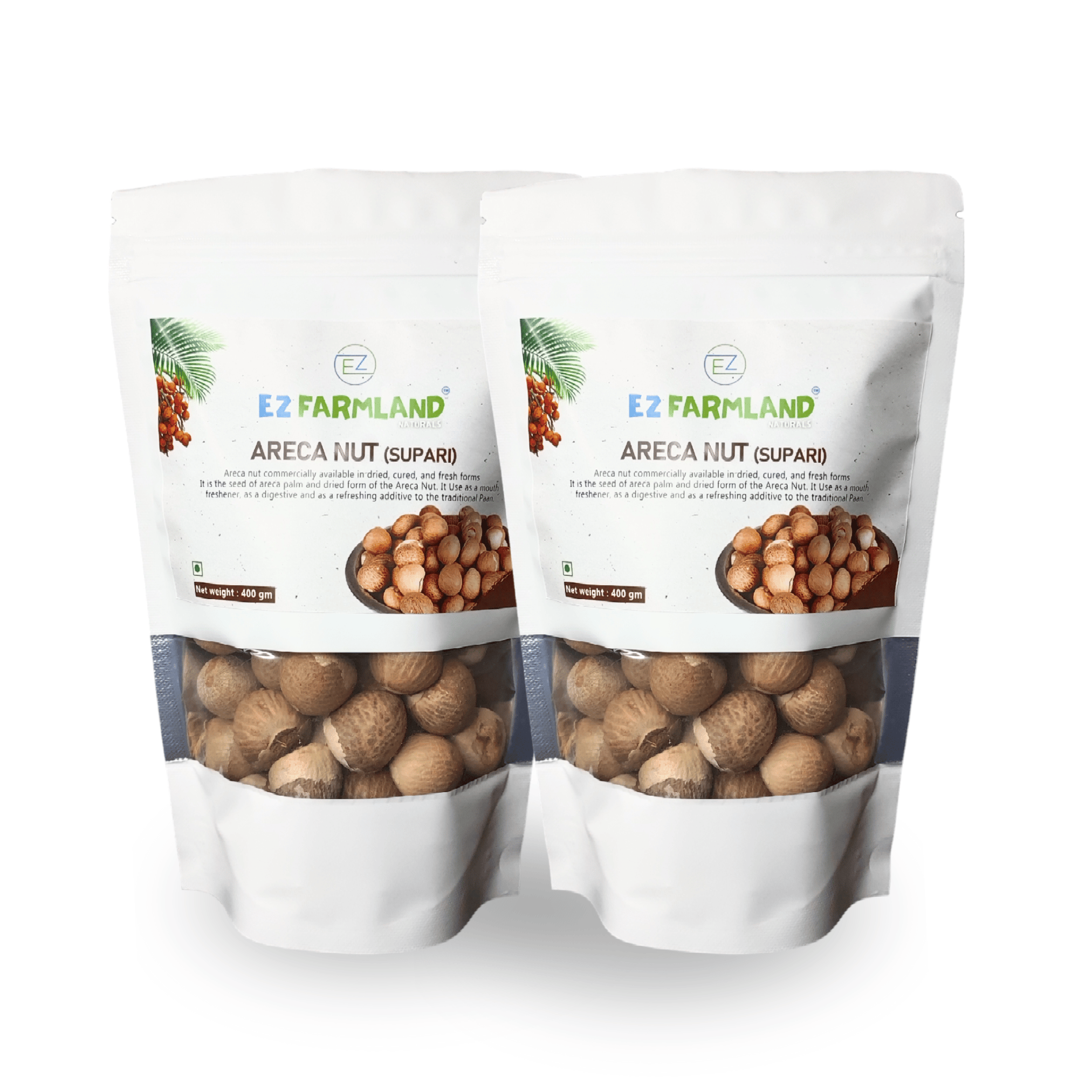 Ez Farmland Natural Dried Arecanut 400 g Pack /Whole Arecanut /Betal Nut /Arecanut Bites