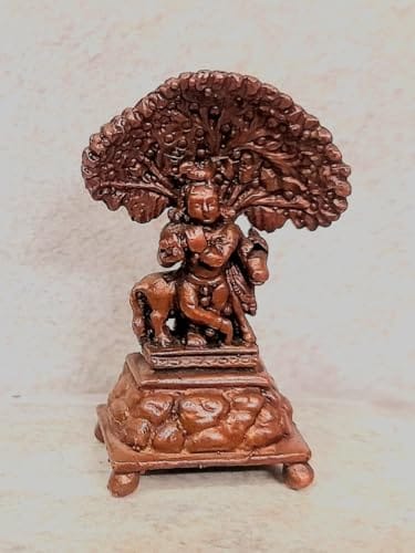 Searchers Paradise - Copper Idols of god Krishna 1.8 inches, Copper Handmade 36 Grams, Patina Antique Finish, Pack of 1 Piece