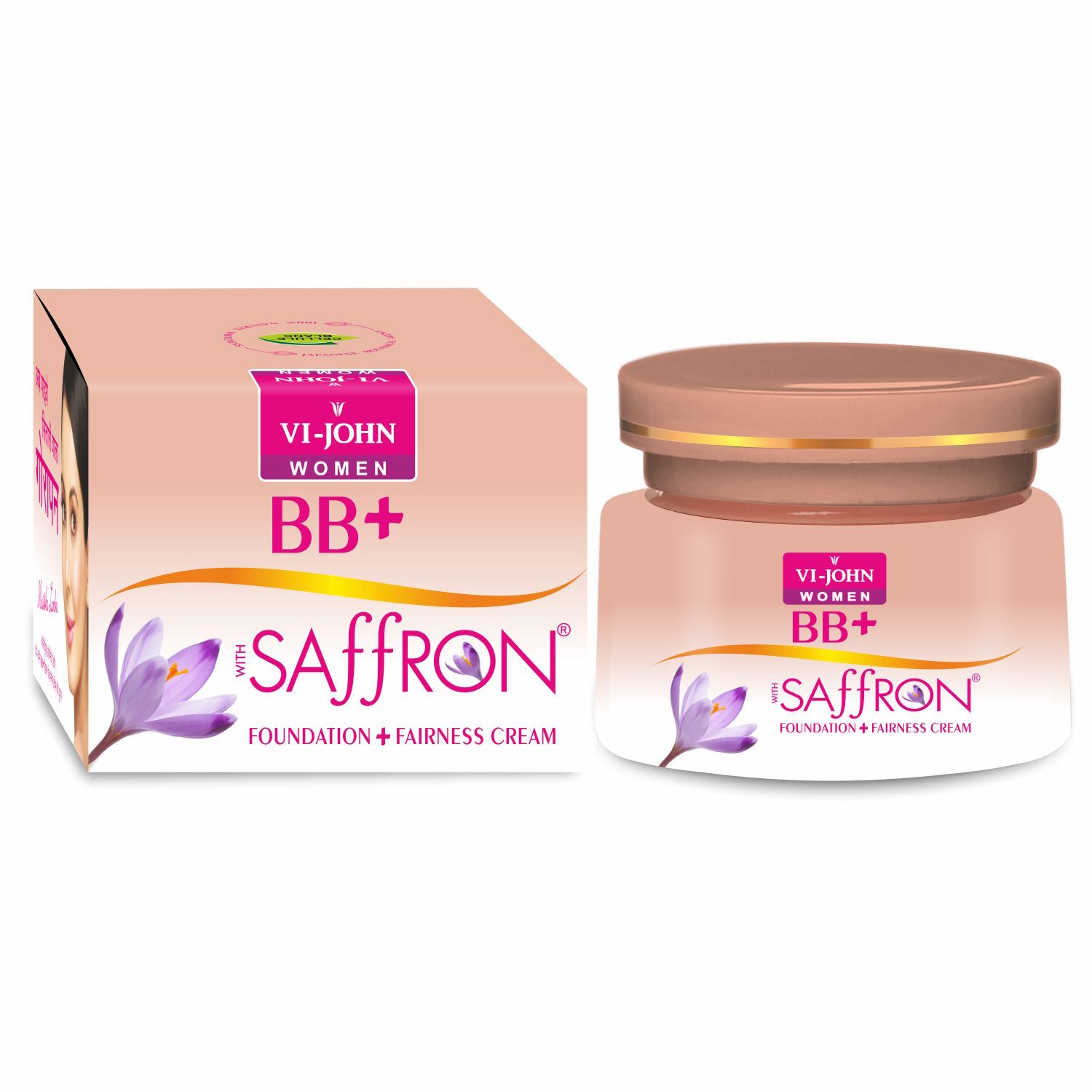 VI-JOHN WOMEN Saffron BB+ Cream Foundation + Fairness Cream Pack Of 1 (50 g)