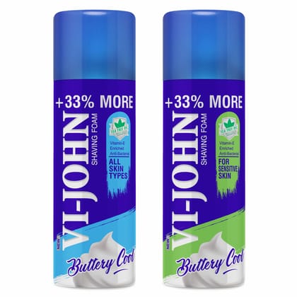 VI-JOHN All Skin Type Shaving Foam 400ml & Sensitive Skin Type Shaving Foam 400ml