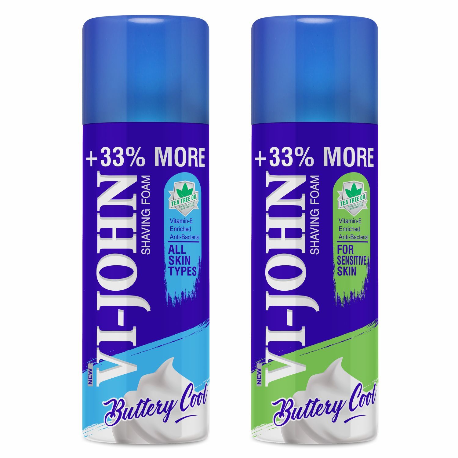 VI-JOHN All Skin Type Shaving Foam 400ml & Sensitive Skin Type Shaving Foam 400ml