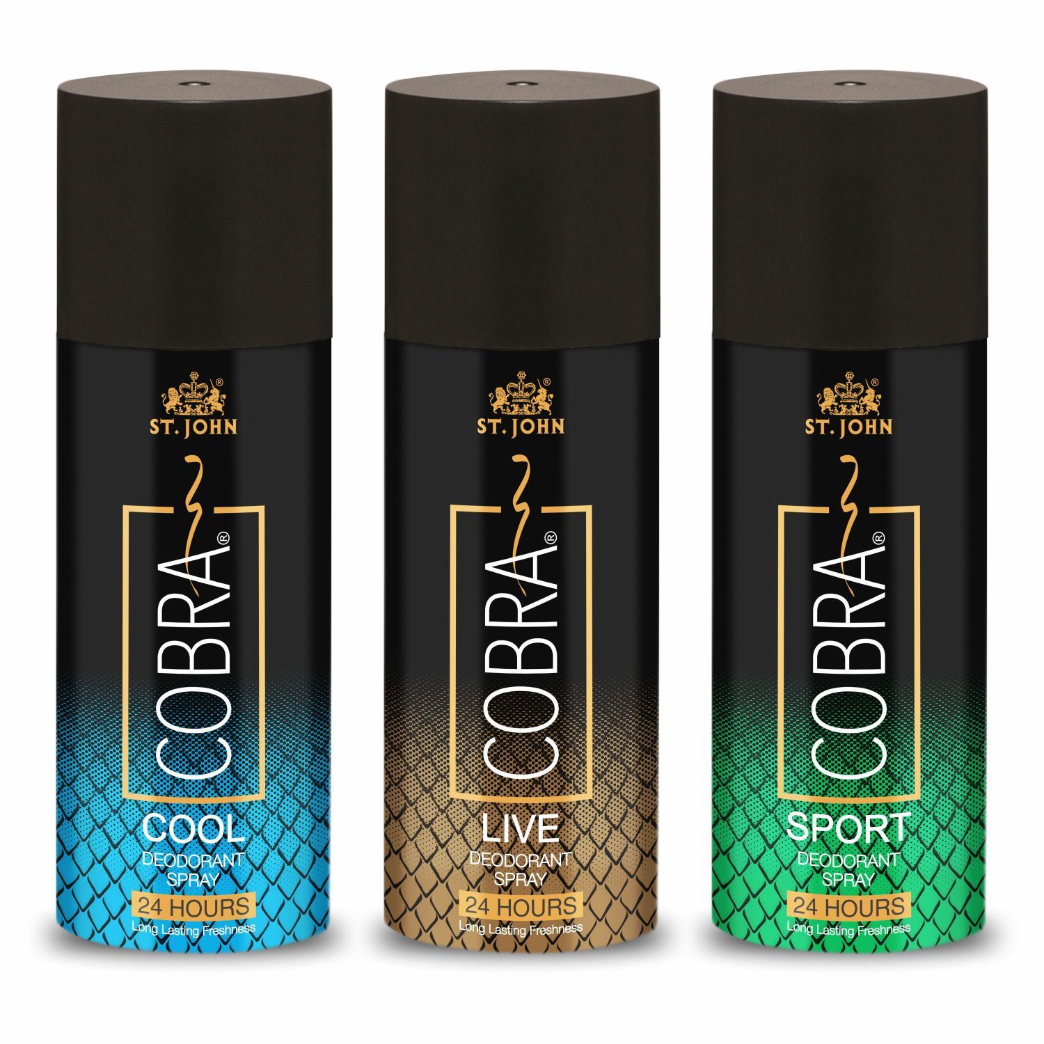 ST-JOHN cobra limited edition deo Cool,Live,Sport for men 450 ml (PACK OF 3) Deodorant Spray - For Men Deodorant Spray - For Men (450 ml, Pack of 3)