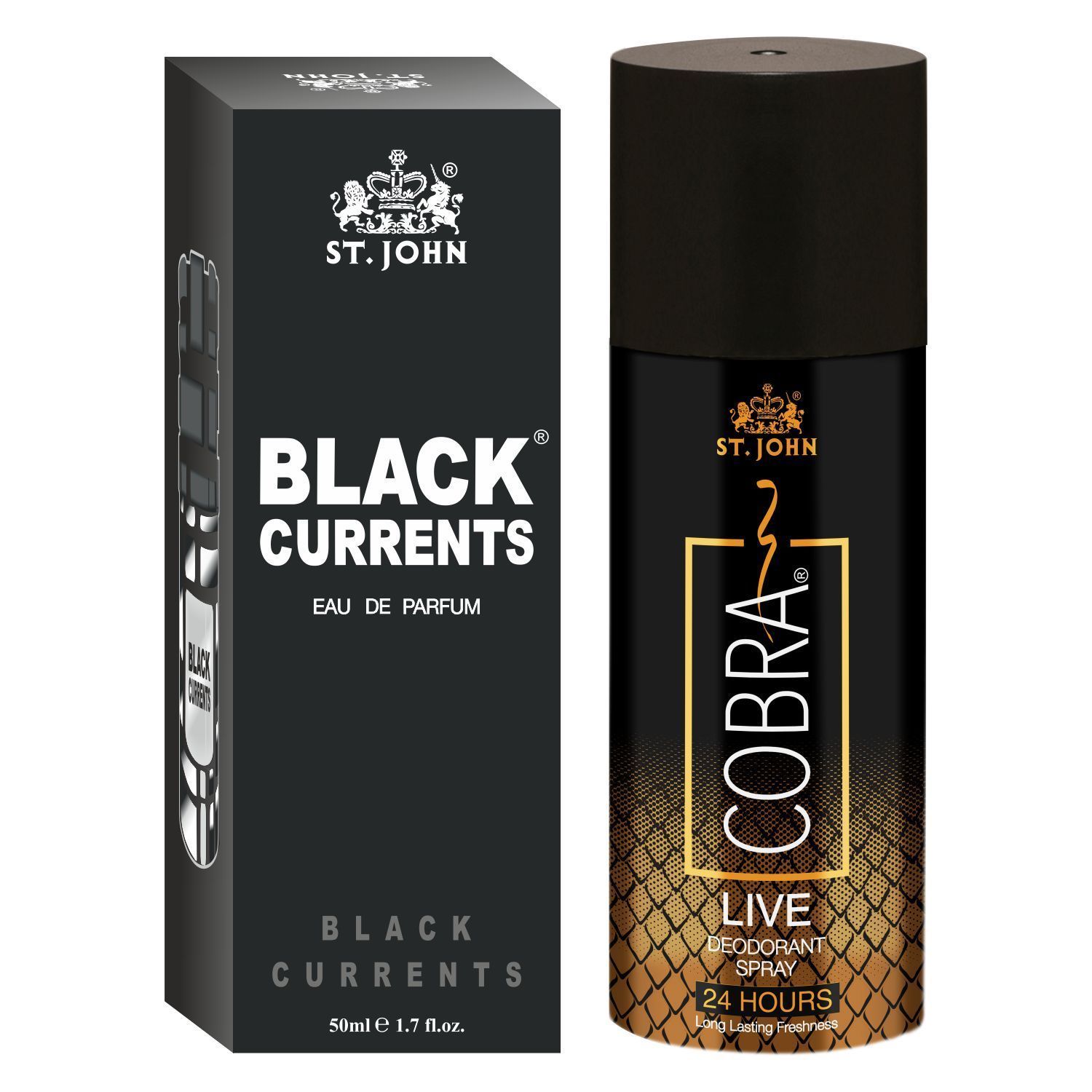 ST-JOHN Cobra Deodrant Live 150 ml & Cobra Black Current 50ml Perfume Combo Gift Pack Perfume Body Spray  -  For Men & Women (200 ml, Pack of 2)