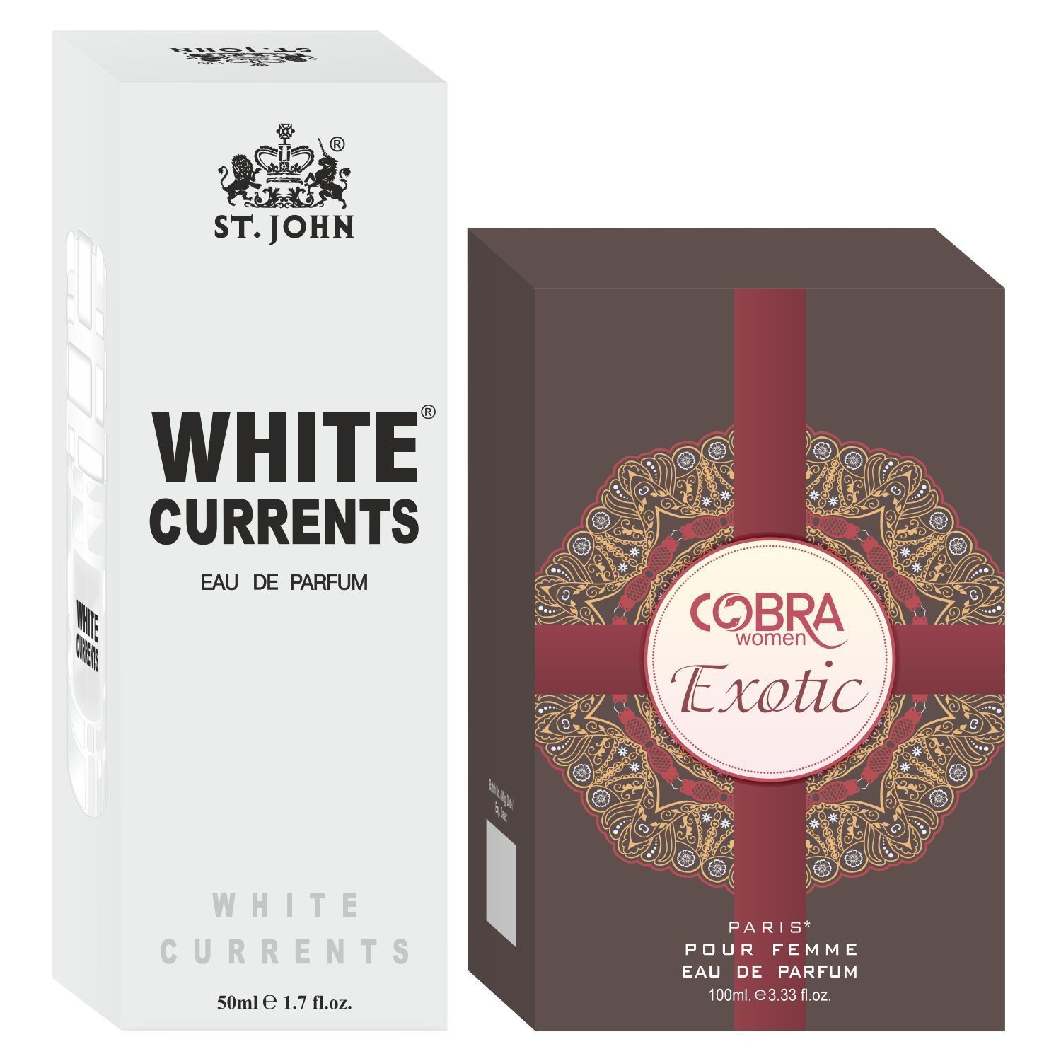 ST-JOHN Cobra Exotic 100ml & White Current 50ml Long Lasting Combo Gift Pack Eau de Parfum - 150 ml (For Men & Women)