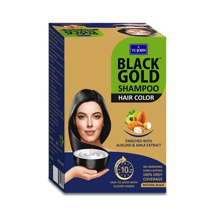 VI-JOHN BLACK GOLD SHAMPOO HAIR COLOUR 150ML (PACK OF 10)