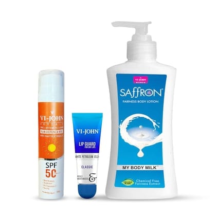 VI-JOHN Complete Sun Care Combo– Body Lotion | Sunscreen | Lip Guard