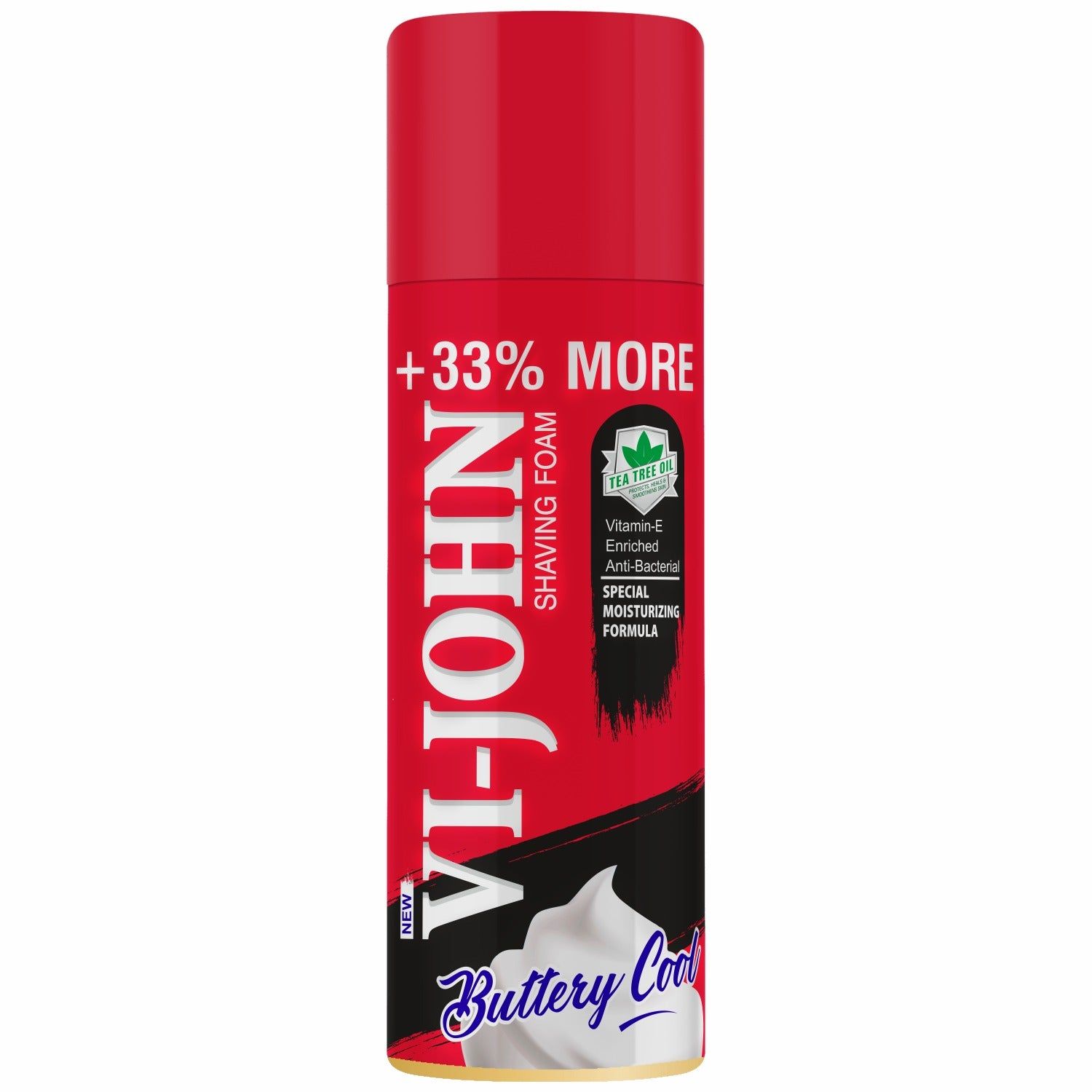 VI-JOHN Special Moisturising Shaving Foam With Vitamin E, Anti Bacterial Formula & Tea Tree Oil | Micro Foam Technology - For All Skin Types - 400 GM